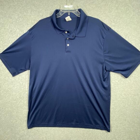 Hanes Polo Mens Sz XL Navy Cool DRI Performance Short Sleeve Shirt 3 Button - Picture 1 of 7